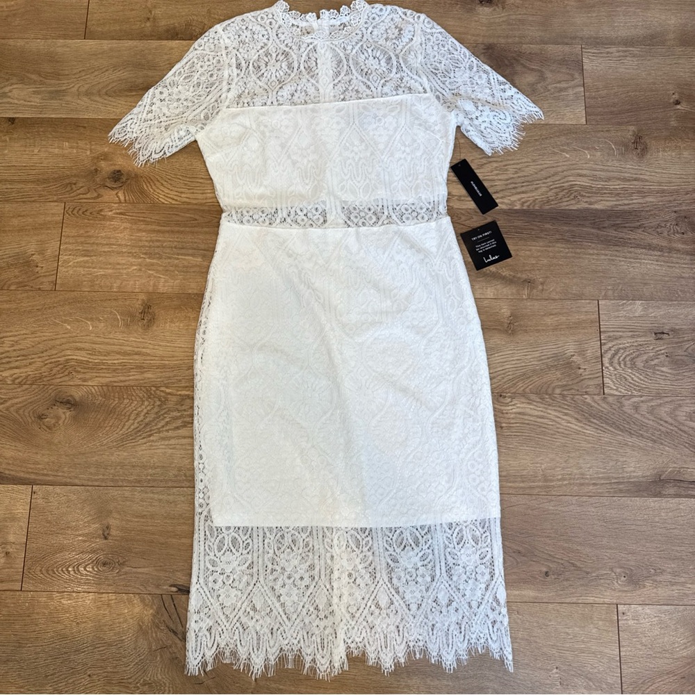 Lulu's White Lace Midi Dress